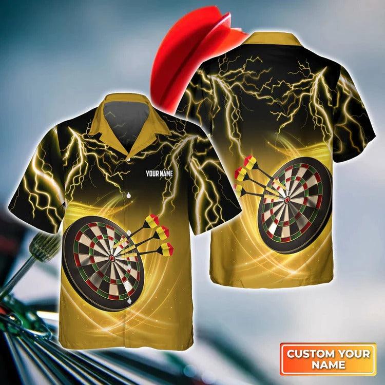 Customized Darts Hawaiian Shirt, Darts Aim Shoot Swear Repeat, Personalized Name Hawaiian Shirt For Men - Perfect Gift For Darts Lovers, Darts Players - Amzanimalsgift
