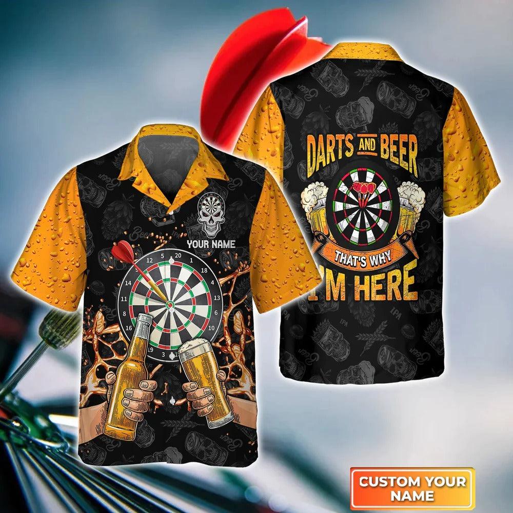 Customized Darts Hawaiian Shirt, Darts And Beer, Dartboard Personalized Name Hawaiian Shirt For Men - Perfect Gift For Darts Lovers, Darts Players - Amzanimalsgift