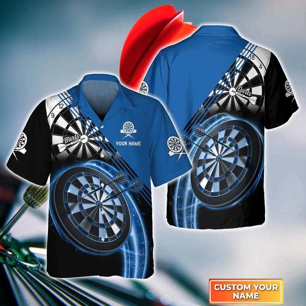 Customized Darts Hawaiian Shirt, Darts Blue Personalized Name Hawaiian Shirt For Men - Perfect Gift For Darts Lovers, Darts Players - Amzanimalsgift