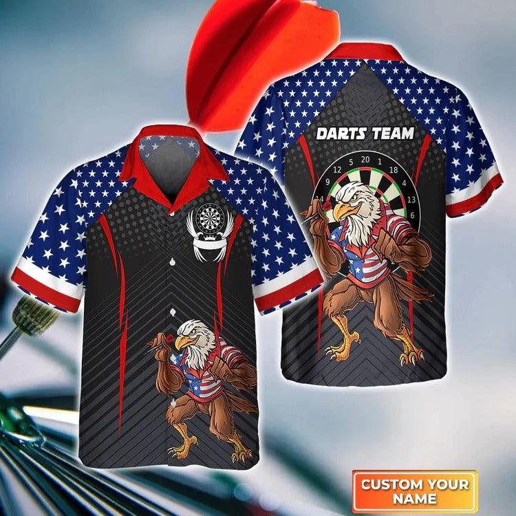 Customized Darts Hawaiian Shirt, Darts Eagle American, Personalized Name Hawaiian Shirt For Men - Perfect Gift For Darts Lovers, Darts Players - Amzanimalsgift