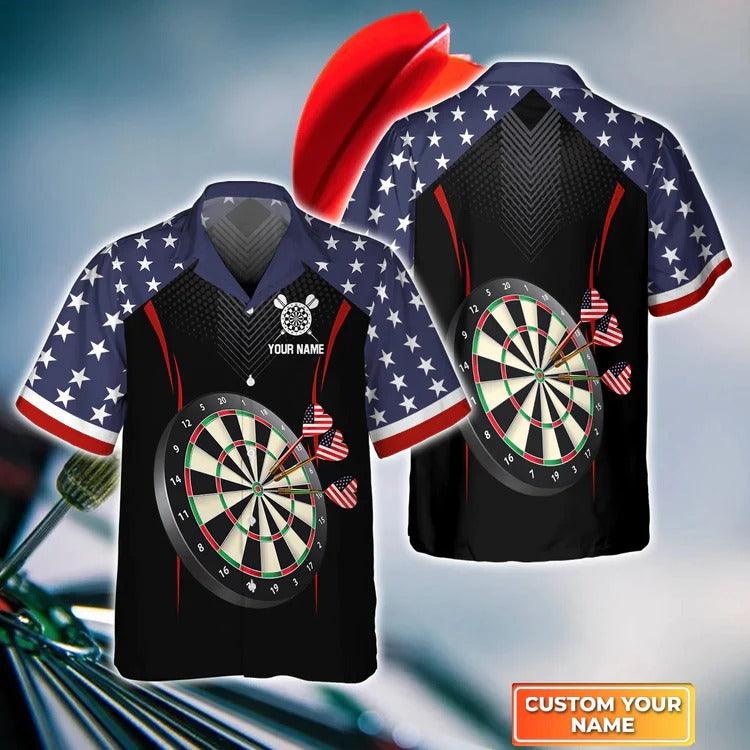 Customized Darts Hawaiian Shirt, Darts Eagle American, Personalized Name Hawaiian Shirt For Men - Perfect Gift For Darts Lovers, Darts Players - Amzanimalsgift
