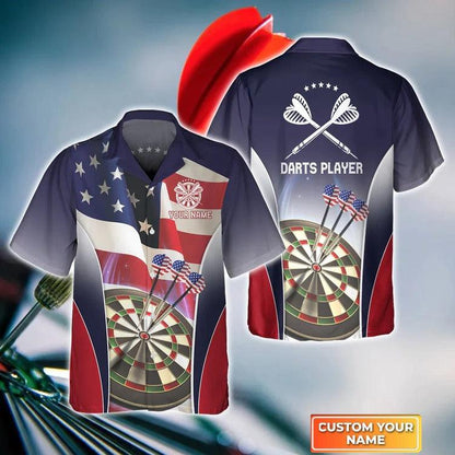 Customized Darts Hawaiian Shirt, Darts Eagle American, Personalized Name Hawaiian Shirt For Men - Perfect Gift For Darts Lovers, Darts Players - Amzanimalsgift