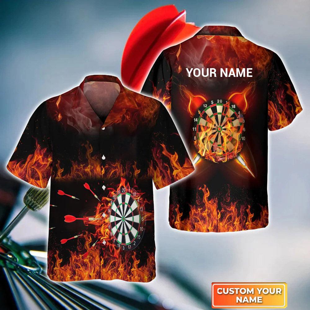 Customized Darts Hawaiian Shirt, Darts Flame Personalized Name Hawaiian Shirt For Men - Perfect Gift For Darts Lovers, Darts Players - Amzanimalsgift