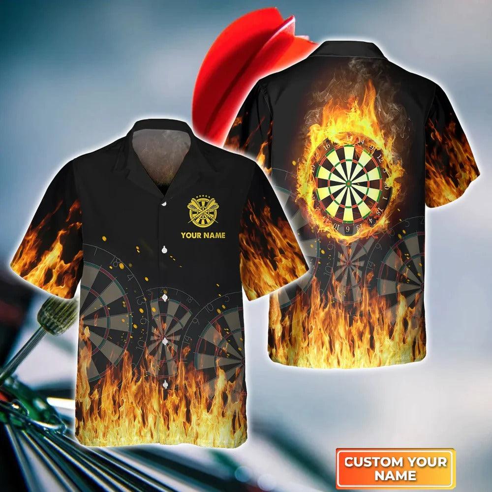 Customized Darts Hawaiian Shirt, Darts Flame, Personalized Name Hawaiian Shirt For Men - Perfect Gift For Darts Lovers, Darts Players - Amzanimalsgift