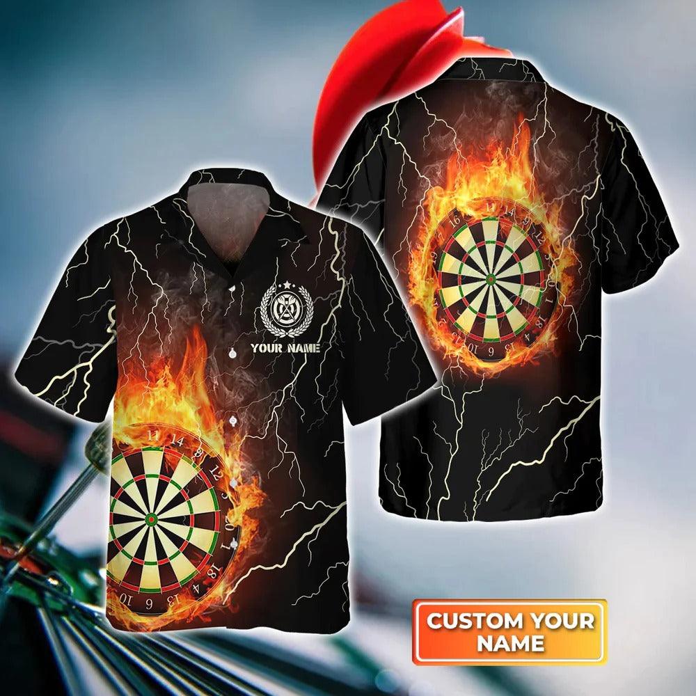 Customized Darts Hawaiian Shirt, Darts Flame Thunder Lightning, Personalized Name Hawaiian Shirt For Men - Perfect Gift For Darts Lovers, Darts Players - Amzanimalsgift