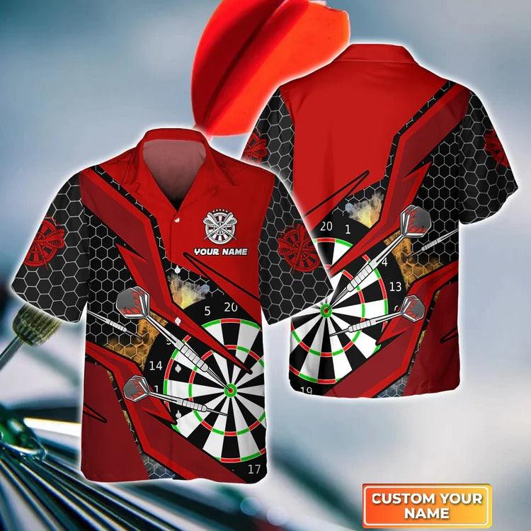 Customized Darts Hawaiian Shirt, Darts Red, Personalized Name Hawaiian Shirt For Men - Perfect Gift For Darts Lovers, Darts Players - Amzanimalsgift