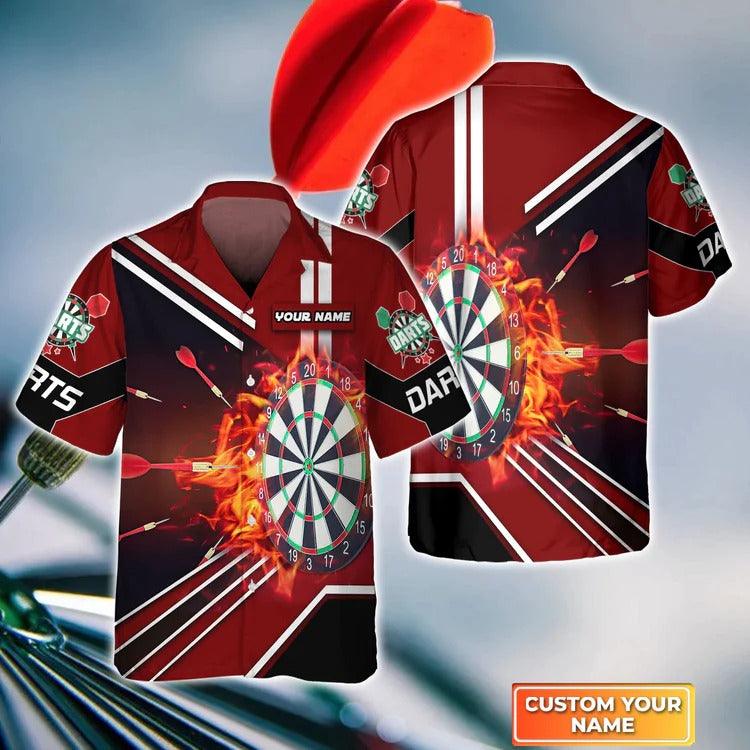 Customized Darts Hawaiian Shirt, Darts Red, Personalized Name Hawaiian Shirt For Men - Perfect Gift For Darts Lovers, Darts Players - Amzanimalsgift