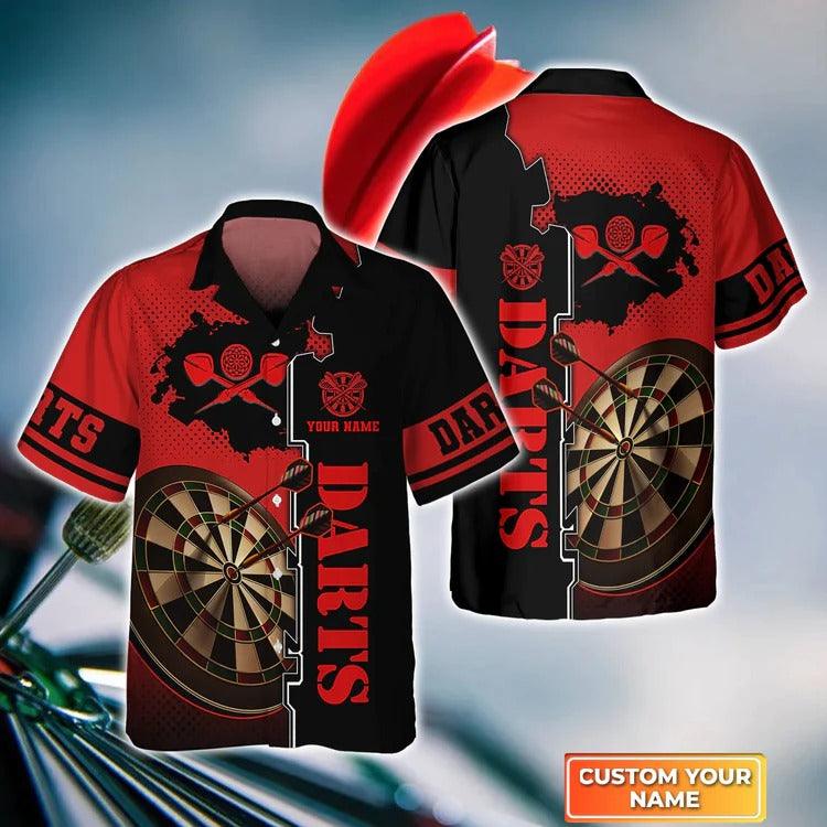 Customized Darts Hawaiian Shirt, Darts Red, Personalized Name Hawaiian Shirt For Men - Perfect Gift For Darts Lovers, Darts Players - Amzanimalsgift