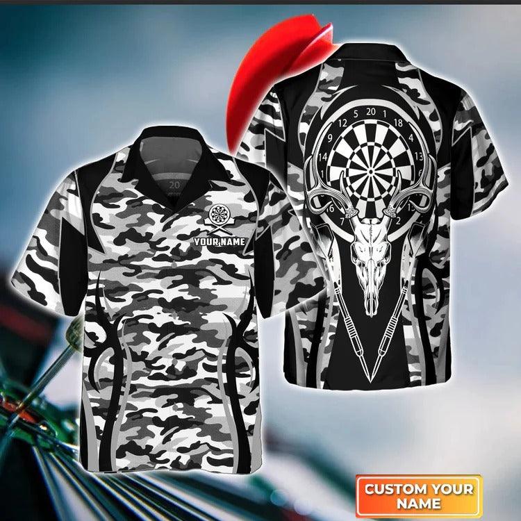 Customized Darts Hawaiian Shirt, Darts Skull Personalized Name Hawaiian Shirt For Men - Perfect Gift For Darts Lovers, Darts Players - Amzanimalsgift