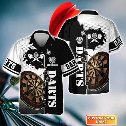 Customized Darts Hawaiian Shirt, Green Dartboard, Personalized Name Hawaiian Shirt For Men - Perfect Gift For Darts Lovers, Darts Players - Amzanimalsgift