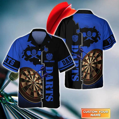 Customized Darts Hawaiian Shirt, Green Dartboard, Personalized Name Hawaiian Shirt For Men - Perfect Gift For Darts Lovers, Darts Players - Amzanimalsgift