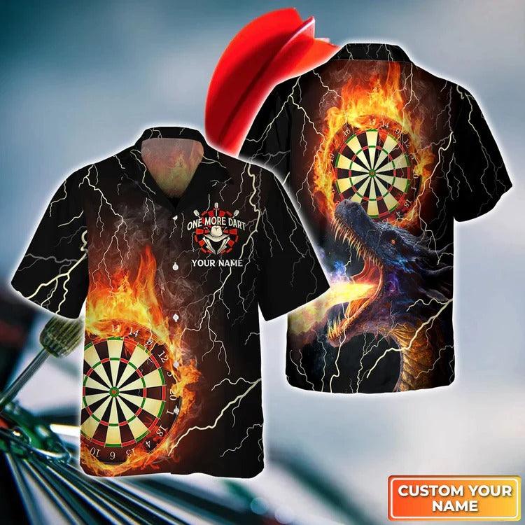 Customized Darts Hawaiian Shirt, Personalized Name Dragon And Darts Hawaiian Shirt For Men - Perfect Gift For Darts Lovers, Darts Players - Amzanimalsgift
