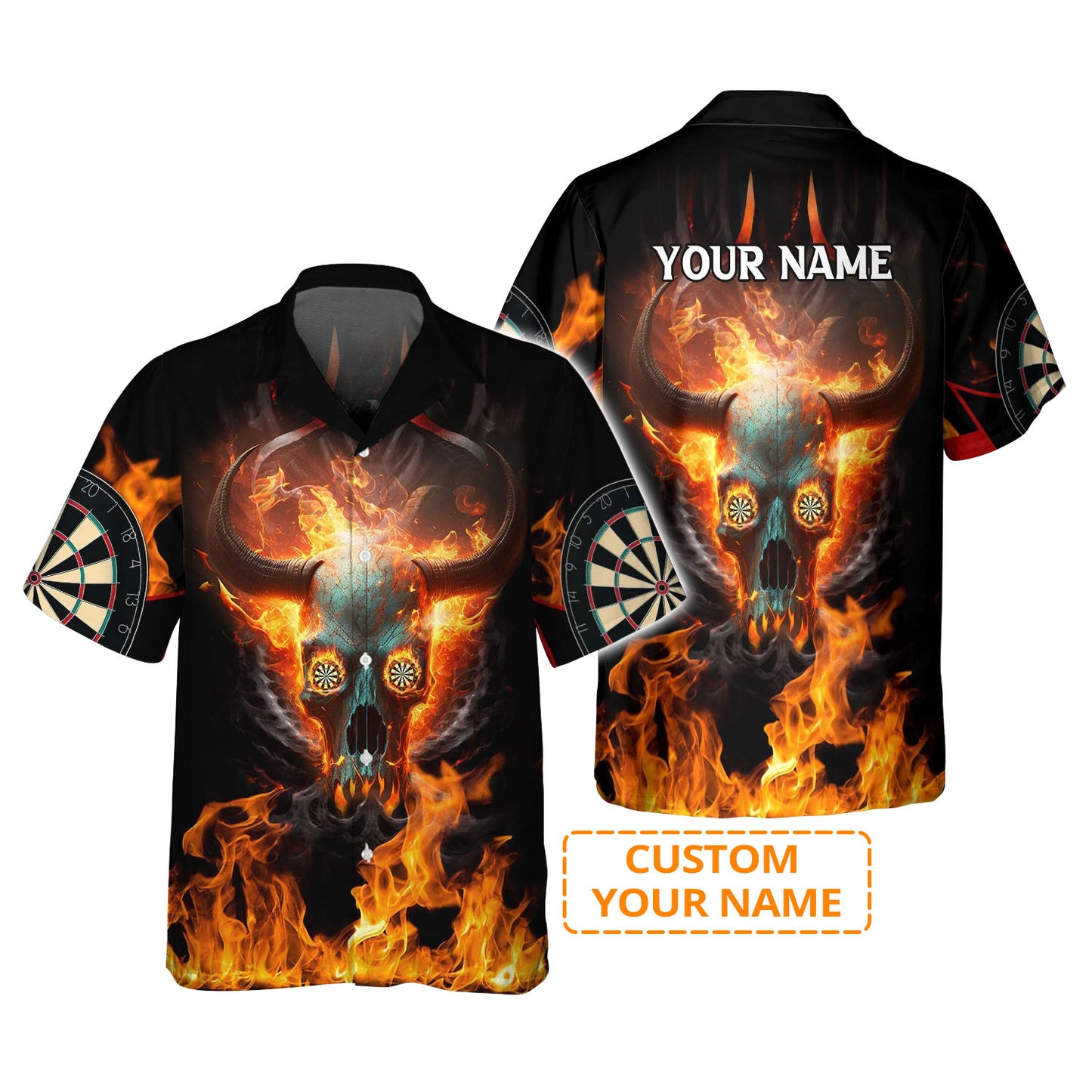 Customized Darts Hawaiian Shirt, Personalized Name Skull And Darts Hawaiian Shirt For Men - Perfect Gift For Darts Lovers, Darts Players