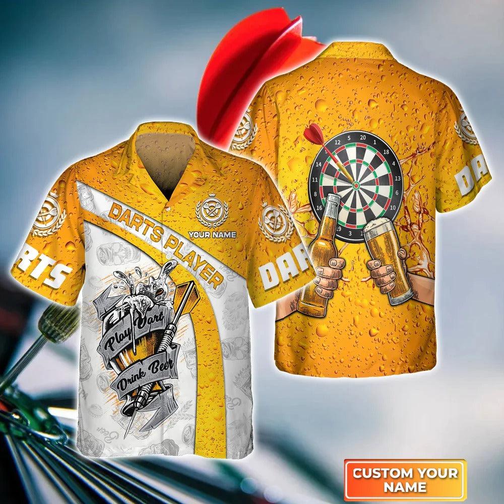 Customized Darts Hawaiian Shirt, Play Darts Drink Beer, Personalized Name Hawaiian Shirt For Men - Perfect Gift For Darts Lovers, Darts Players - Amzanimalsgift