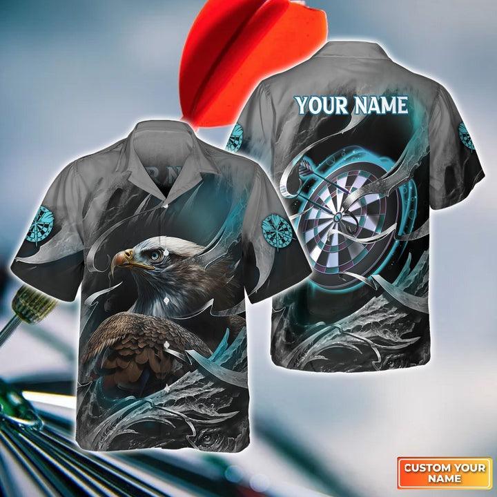 Customized Darts Hawaiian Shirts, Bullseye Dartboard Personalized Eagle And Darts Aloha Shirts - Gift For Darts Lovers, Darts Players - Amzanimalsgift