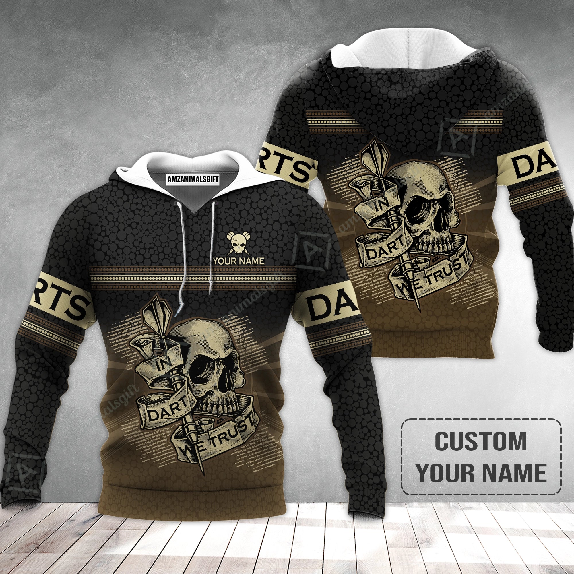 Customized Darts Hoodie, Darts Skull In Dart We Trust Shirt For Men And Women, Perfect Apparel For Darts Lovers, Darts Players