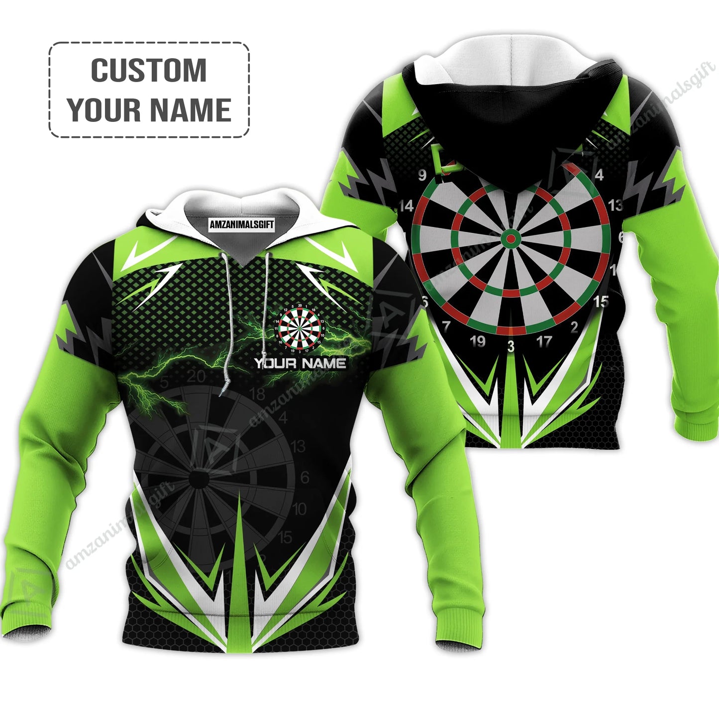Customized Darts Women Polo Shirt, Green Darts Lightning Personalized Name Polo Shirt, Outfits For Darts Lovers, Darts Players