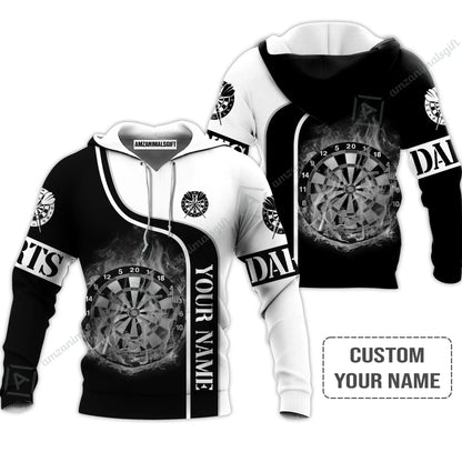 Customized Darts Hoodie, Personalized Name Darts Black And White Hoodie For Men And Women, Perfect Outfit For Darts Lovers, Darts Players