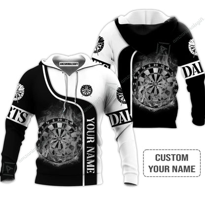 Customized Darts Hawaiian Shirt, Personalized Darts Black And White Shirt For Men And Women, Perfect Outfit For Darts Lovers, Darts Players