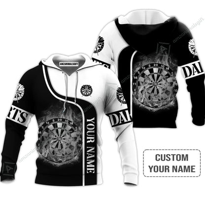 Customized Darts Sweatshirt, Personalized Darts Black And White Sweatshirt For Men And Women, Perfect Outfit For Darts Lovers, Darts Players