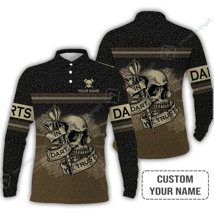 Customized Darts Women Polo Shirt, Darts Skull In Dart We Trust Polo Shirt For Women, Perfect Outfit For Darts Lovers, Darts Players