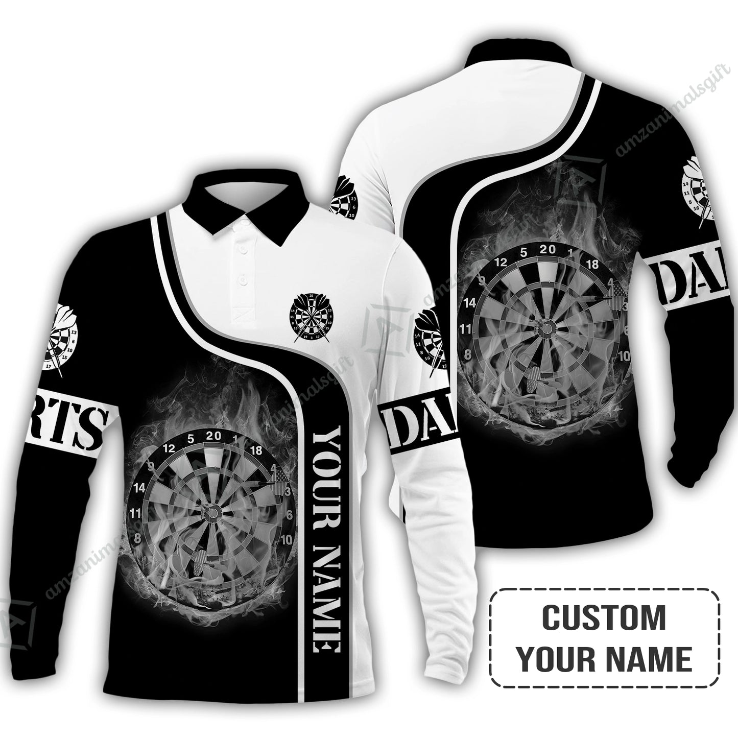 Customized Darts Women Polo Shirt, Personalized Darts Black And White Polo Shirt For Women, Perfect Gift For Darts Lovers, Darts Players