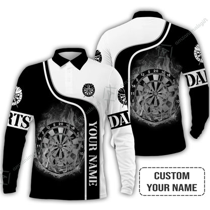 Customized Darts Women Polo Shirt, Personalized Darts Black And White Polo Shirt For Women, Perfect Gift For Darts Lovers, Darts Players