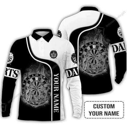 Customized Darts Polo Shirt, Personalized Darts Black And White Polo Shirt For Men And Women, Perfect Gift For Darts Lovers, Darts Players