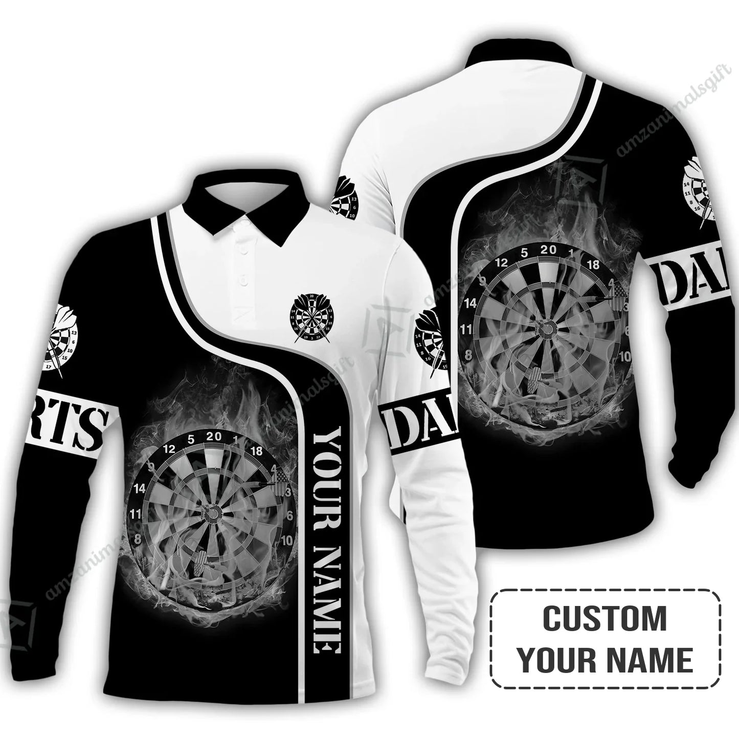 Customized Darts Hawaiian Shirt, Personalized Darts Black And White Shirt For Men And Women, Perfect Outfit For Darts Lovers, Darts Players