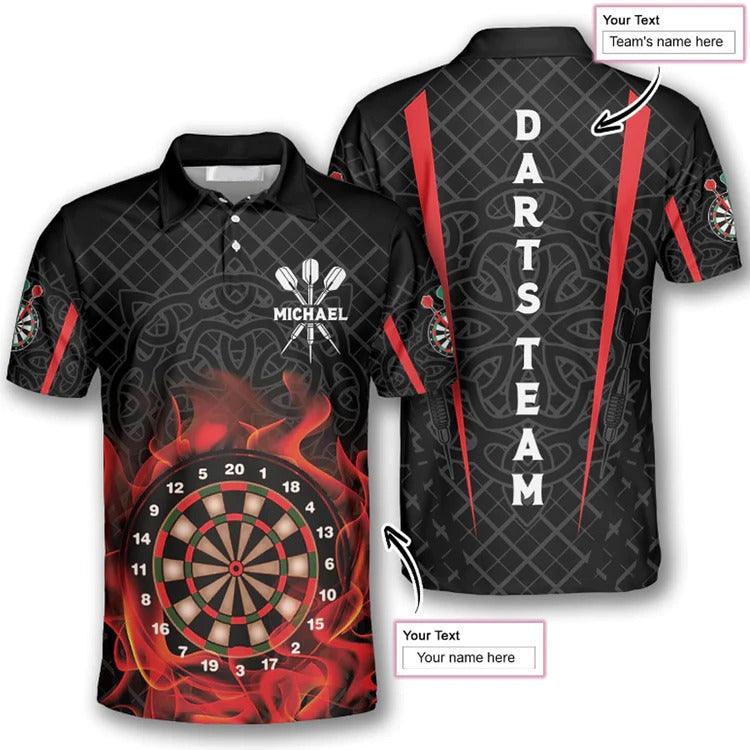 Customized Darts Polo Shirt, Addict Celtic Pattern Team Polo Shirt, Personalized Name Polo Shirt For Men - Perfect Gift For Darts Lovers, Darts Player - Amzanimalsgift