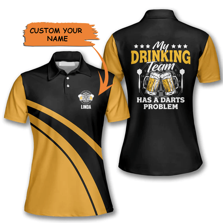 Customized Darts Polo Shirt, Beer My Drinking Team Personalized Name Polo Shirt For Women - Perfect Gift For Darts Lovers, Darts Players - Amzanimalsgift