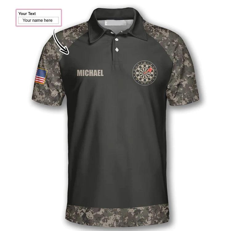 Customized Darts Polo Shirt, Board Retro Flag Camo Polo Shirt, Personalized Name Polo Shirt For Men - Perfect Gift For Darts Lovers, Darts Players - Amzanimalsgift