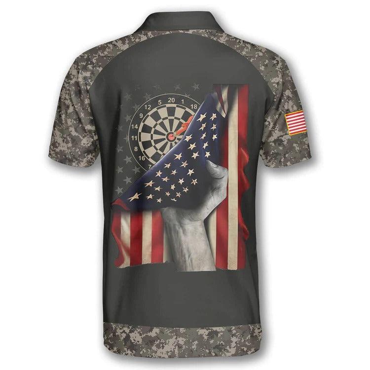 Customized Darts Polo Shirt, Board Retro Flag Camo Polo Shirt, Personalized Name Polo Shirt For Men - Perfect Gift For Darts Lovers, Darts Players - Amzanimalsgift