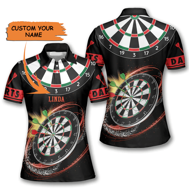 Customized Darts Polo Shirt, Dartboard Personalized Name Polo Shirt For Women - Perfect Gift For Darts Lovers, Darts Players - Amzanimalsgift