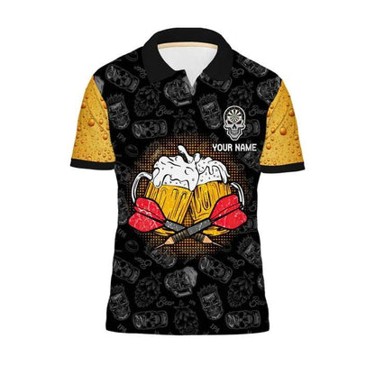 Customized Darts Polo Shirt, Darts And Beer My Drinking Team, Personalized Name Polo Shirt For Men - Perfect Gift For Darts Lovers, Darts Players - Amzanimalsgift