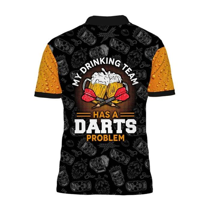 Customized Darts Polo Shirt, Darts And Beer My Drinking Team, Personalized Name Polo Shirt For Men - Perfect Gift For Darts Lovers, Darts Players - Amzanimalsgift