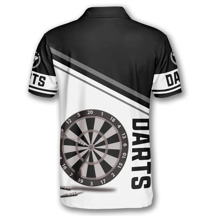 Customized Darts Polo Shirt, Darts Black White Stars Emblem, Personalized Name Polo Shirt For Men - Perfect Gift For Darts Lovers, Darts Players - Amzanimalsgift