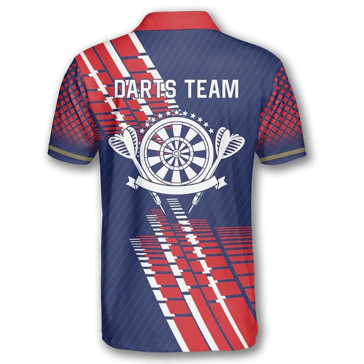Customized Darts Polo Shirt, Darts Blue Red Team Polo Shirt, Personalized Name Polo Shirt For Men - Perfect Gift For Darts Lovers, Darts Players - Amzanimalsgift