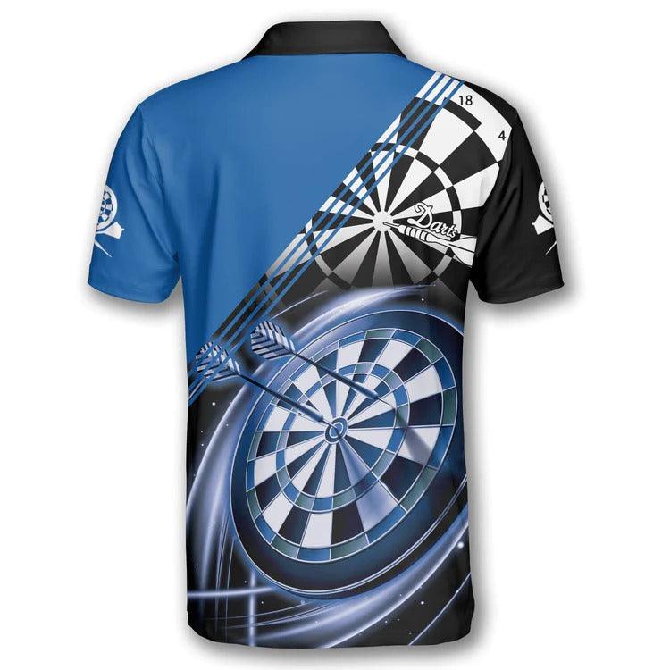 Customized Darts Polo Shirt, Darts Blue Version Emblem, Personalized Name Polo Shirt For Men - Perfect Gift For Darts Lovers, Darts Players - Amzanimalsgift