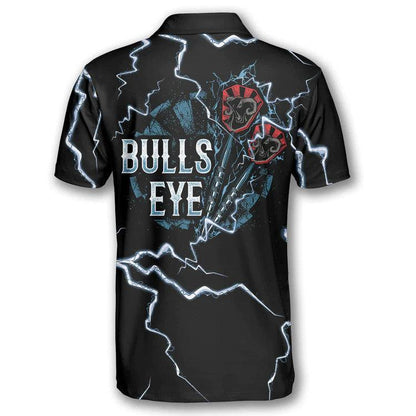 Customized Darts Polo Shirt, Darts Bullseye Thunder Skull, Personalized Name Polo Shirt For Men - Perfect Gift For Darts Lovers, Darts Players - Amzanimalsgift