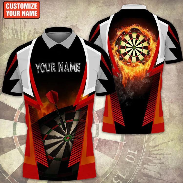 Customized Darts Polo Shirt, Darts Fire Player Uniform, Personalized Name Polo Shirt For Men - Perfect Gift For Darts Lovers, Darts Players - Amzanimalsgift