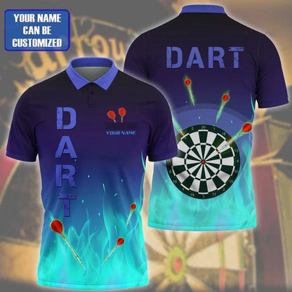 Customized Darts Polo Shirt, Darts Fire Player Uniform, Personalized Name Polo Shirt For Men - Perfect Gift For Darts Lovers, Darts Players - Amzanimalsgift