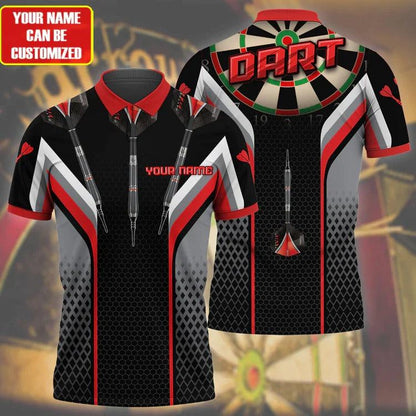 Customized Darts Polo Shirt, Darts Flame Player Uniform, Personalized Name Polo Shirt For Men - Perfect Gift For Darts Lovers, Darts Players - Amzanimalsgift