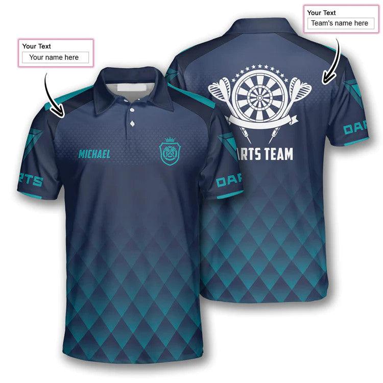 Customized Darts Polo Shirt, Darts Geometric Pattern Team Polo Shirt, Personalized Polo Shirt For Men - Perfect Gift For Darts Lovers, Darts Players - Amzanimalsgift