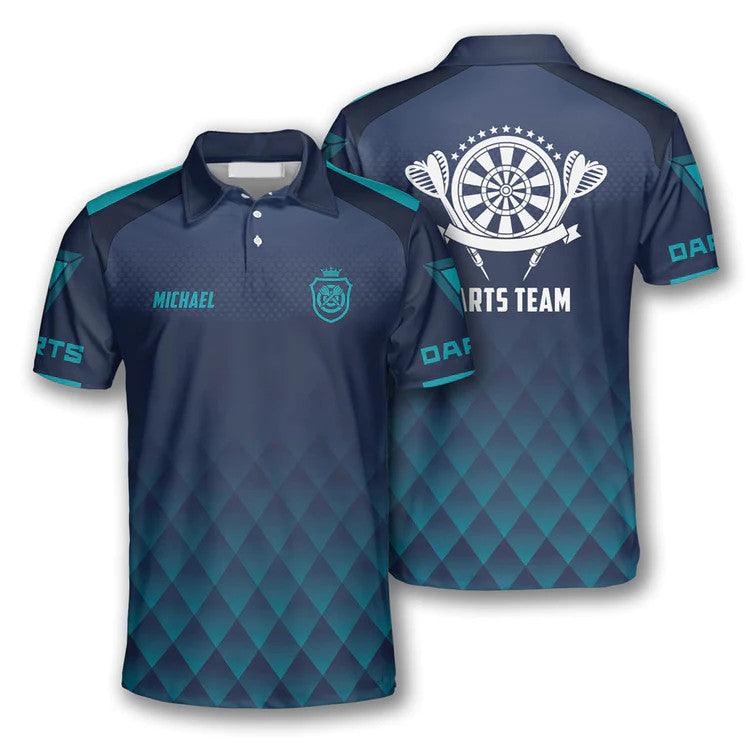 Customized Darts Polo Shirt, Darts Geometric Pattern Team Polo Shirt, Personalized Polo Shirt For Men - Perfect Gift For Darts Lovers, Darts Players - Amzanimalsgift