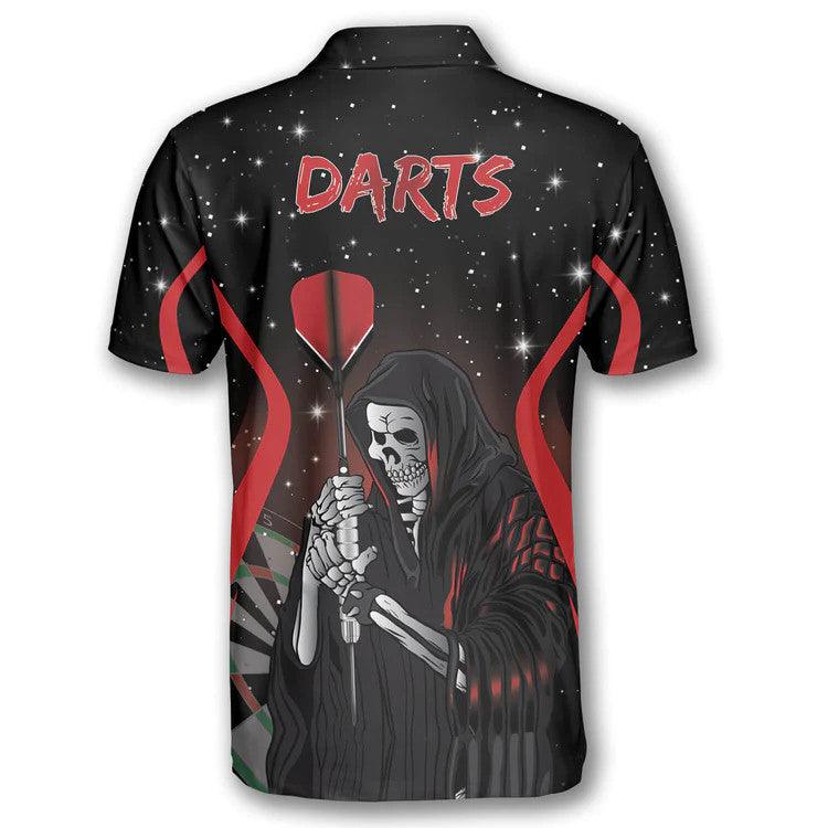 Customized Darts Polo Shirt, Darts Grim Reaper Stars Personalized Name Polo Shirt For Men - Perfect Gift For Darts Lovers, Darts Players - Amzanimalsgift