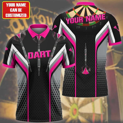 Customized Darts Polo Shirt, Darts Honeycomb, Personalized Name Polo Shirt For Men - Perfect Gift For Darts Lovers, Darts Players - Amzanimalsgift