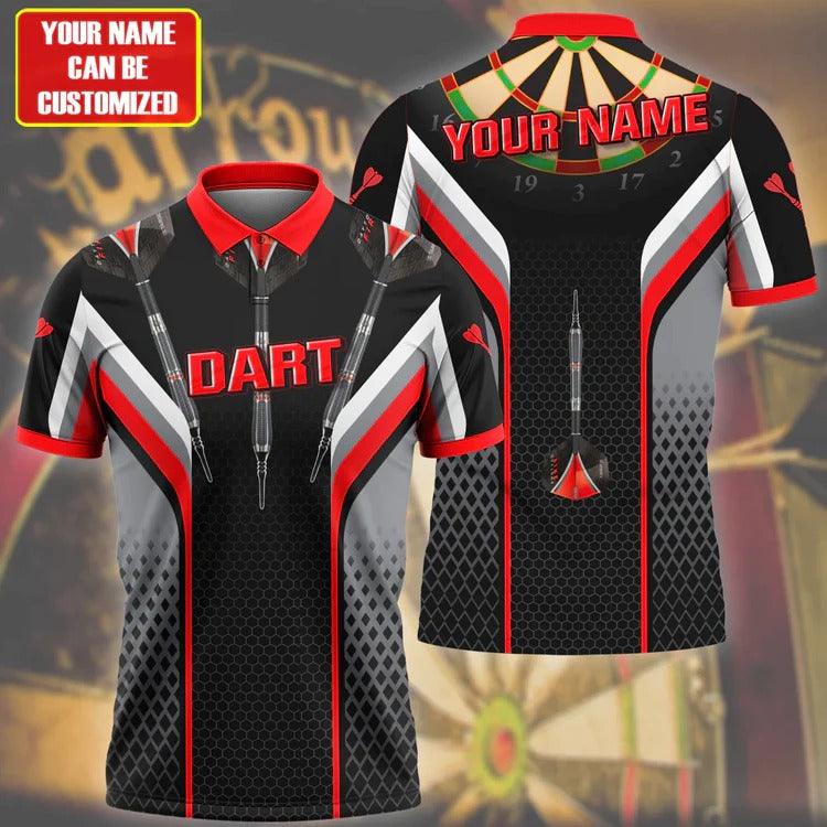 Customized Darts Polo Shirt, Darts Honeycomb, Personalized Name Polo Shirt For Men - Perfect Gift For Darts Lovers, Darts Players - Amzanimalsgift