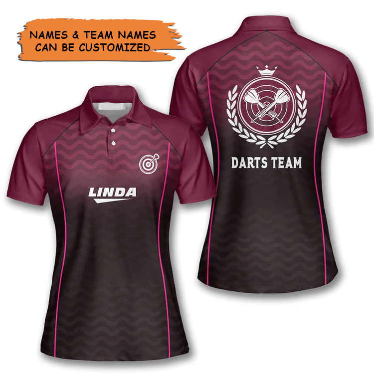 Customized Darts Polo Shirt, Darts Ladies Team Shirt, Personalized Name Polo Shirt For Women - Perfect Gift For Darts Lovers, Darts Players - Amzanimalsgift