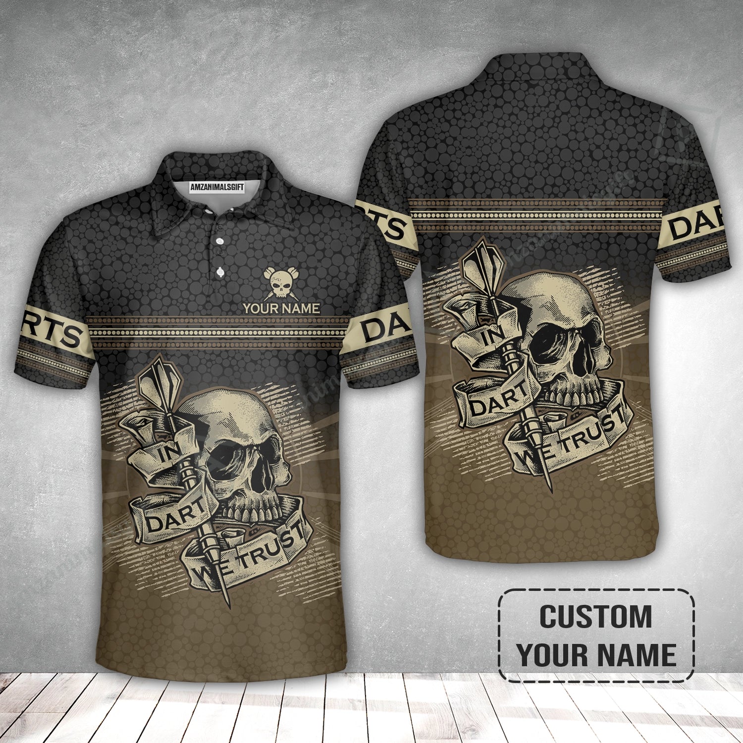 Customized Darts Polo Shirt, Darts Skull In Dart We Trust Polo Shirt For Men And Women, Perfect Outfit For Darts Lovers, Darts Players